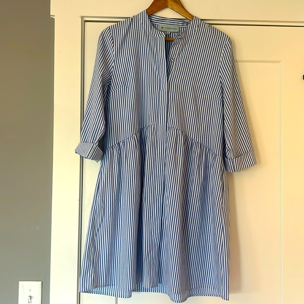 Tuckernuck blue stripe shirt dress - size medium